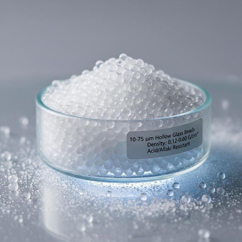 0.12-0.60 g/cm³ 밀도와 산 및 알칼리에 대한 우수한 내성을 가진 10-75 µm 직경 중공 유리 비드